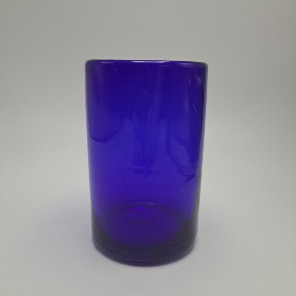 Hand Blown Mexican Cobalt Blue Tumblers Drinking Glasses - Picture 1 of 11